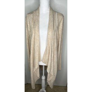 89th And Madison L Oatmeal Boho Open Front Cardigan NWT New